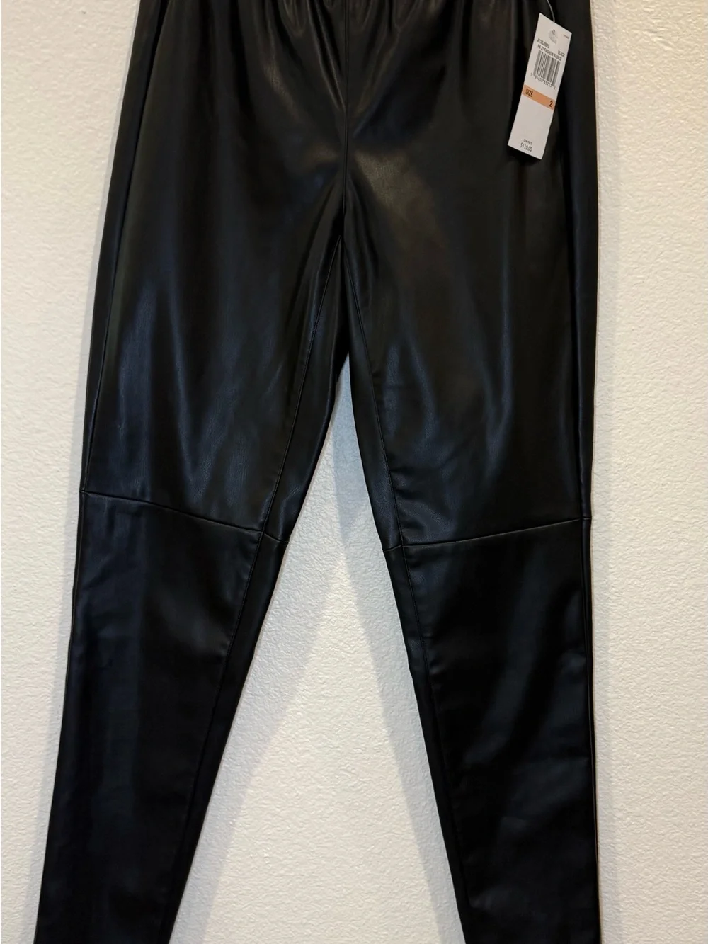 Michael Kors Black Faux Leather Elastic Waist Joggers